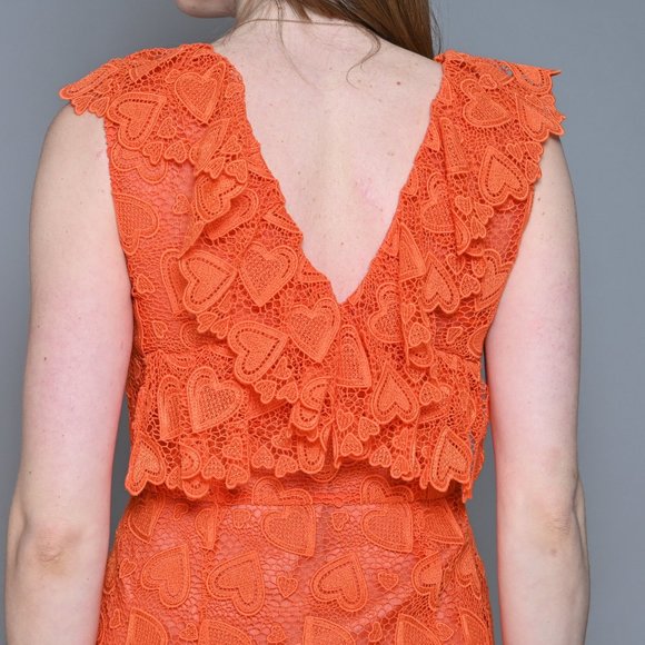 MIU MIU Resort Heart Lace Orange Mini Dress EUC sz 38 - Picture 8 of 9